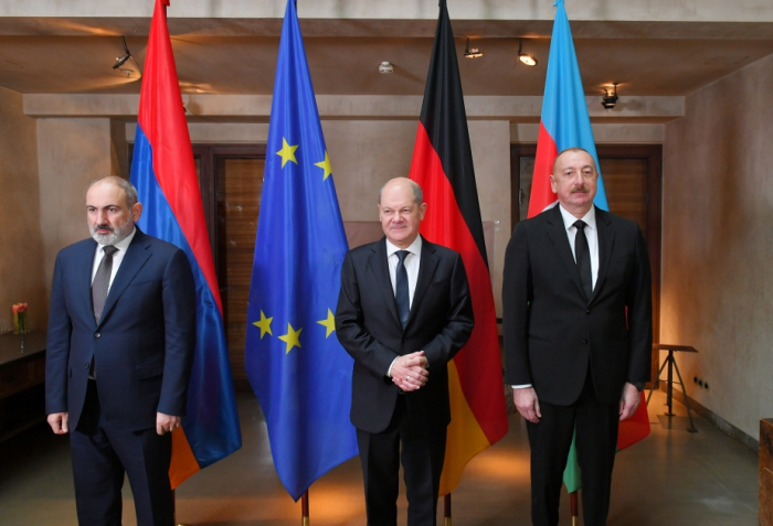 Azerbaijani President holds joint meeting with German Chancellor and Armenian PM in Munich