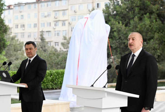Presidents of Azerbaijan and Kyrgyzstan attend unveiling ceremony of monument to Chingiz Aitmatov in Baku