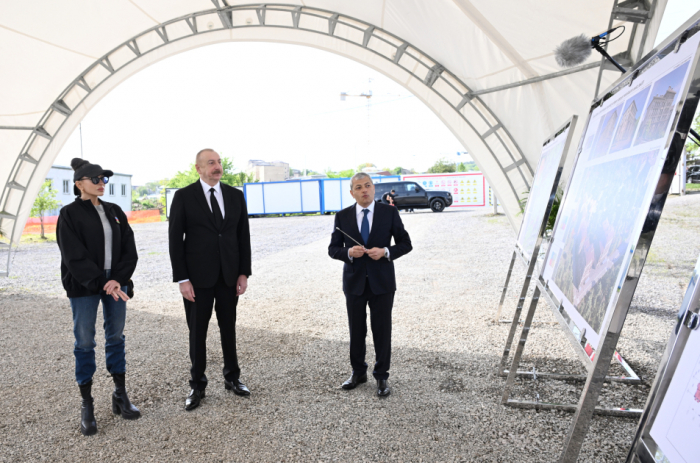 President Ilham Aliyev & First Lady participate in groundbreaking ceremony for 3rd residential complex in Shusha