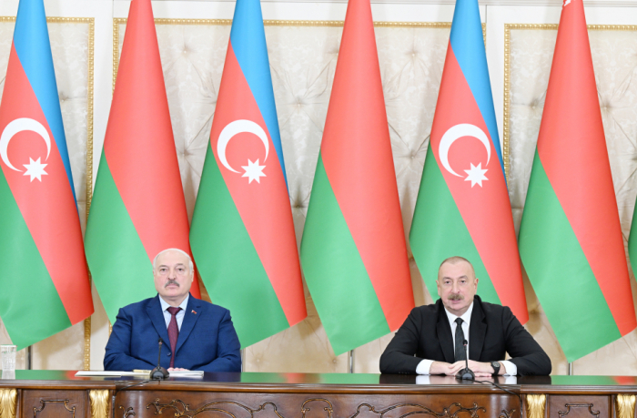 Presidents of Azerbaijan and Belarus make press statements