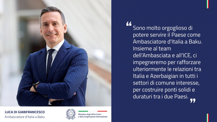  Italia designó un nuevo embajador a Azerbaiyán 