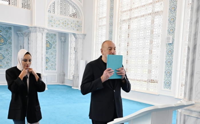   Präsident und die First Lady nahmen an der Eröffnung der Zangilan-Moschee teil   - FOTOS    