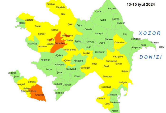 Küləkli hava şəraiti ilə bağlı  sarı və narıncı xəbərdarlıq 