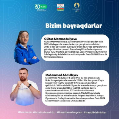 Female judoka Mammadaliyeva and boxer Abdullayev to carry Team Azerbaijan flag at Paris 2024 