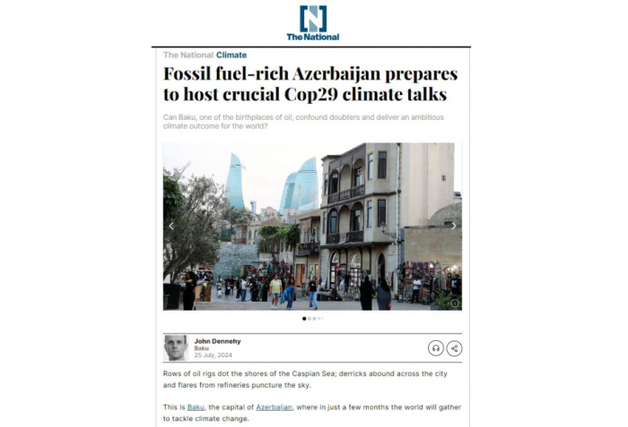 The National news portal highlights Azerbaijan’s preparations for COP29