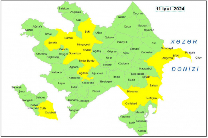 Küləklə bağlı sarı xəbərdarlıq verilib  
