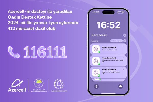     “Qadın Dəstək Xətti”nə  ilk yarım ildə 412 müraciət daxil olub   