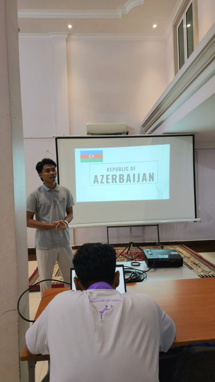 Fifth Cambodian diaspora youth summer camp participant presents on Azerbaijan