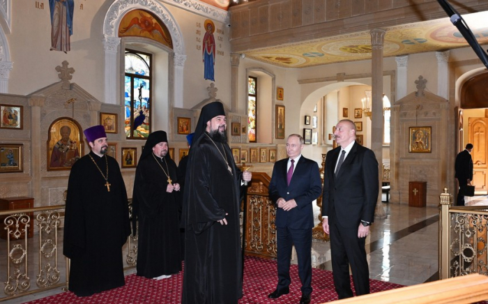   Präsidenten Aserbaidschans und Russlands besuchten die Kathedrale der St. Murdashiyan-Kontemplativen  