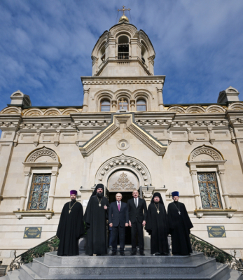   Los Presidentes de Azerbaiyán y Rusia visitaron la Catedral de las Santas Miróforas  