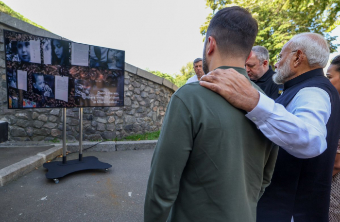    Zelenski və Modi müharibə qurbanı uşaqların xatirəsini anıblar -    FOTO/VİDEO      