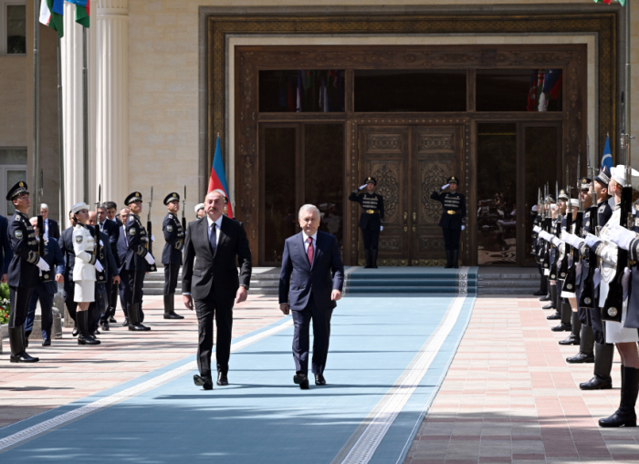  Official welcome ceremony held for President Ilham Aliyev in Tashkent - PHOTOS