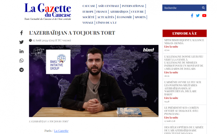 "La Gazette du Caucase" Fransız mediasında yayılan erməni miflərini ifşa edib  
