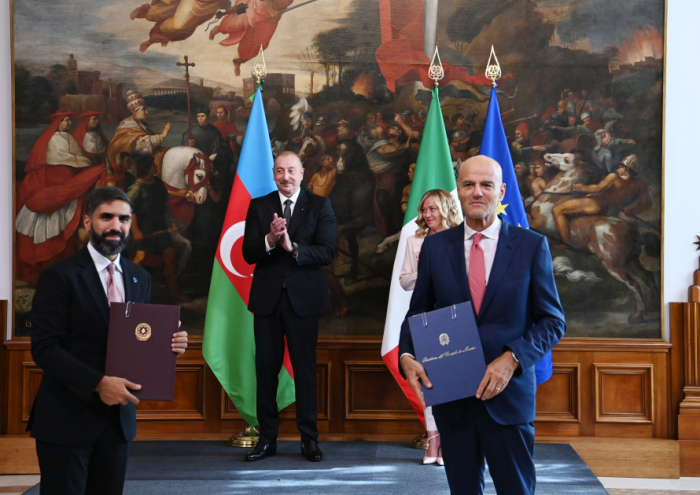   Cérémonie d’échange des documents signés entre l’Azerbaïdjan et l’Italie à Rome  