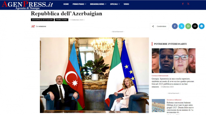  La prensa italiana escribió sobre Ilham Aliyev 