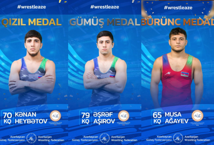 Azerbaijani wrestlers secure full set of medals in Kazakh tournament