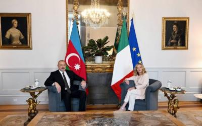  El Presidente Ilham Aliyev se reunió con la Presidenta del Consejo de Ministros de Italia en Roma 