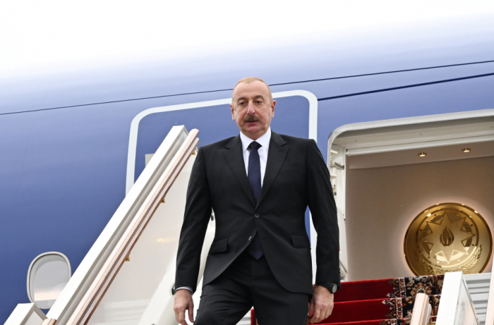   President Ilham Aliyev arrives in Russia on working visit  