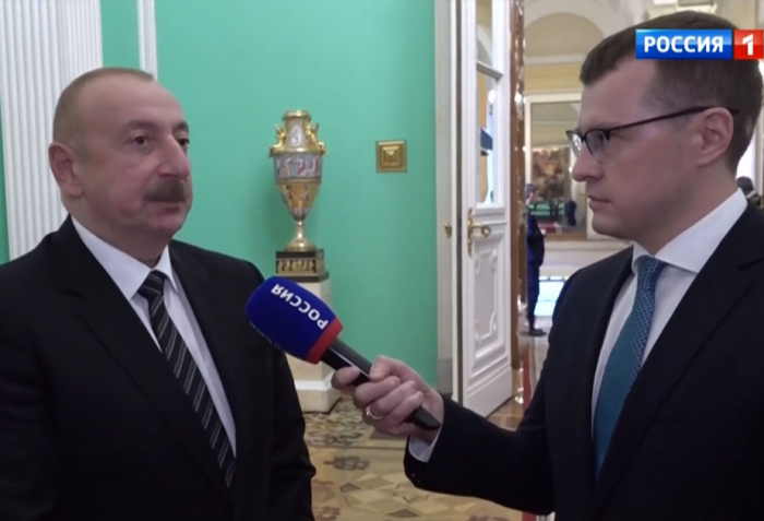   Moscou : le président Ilham Aliyev accorde une interview à la chaîne de télévision Rossiya-1  