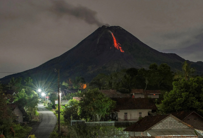 Indonesia’s Mount Merapi erupts, spews ash