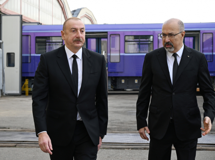  President Ilham Aliyev reviews new generation metro trains assembled in Baku 