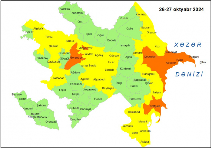       Küləkli hava şəraiti ilə bağlı  sarı  və narıncı xəbərdarlıq verilib      