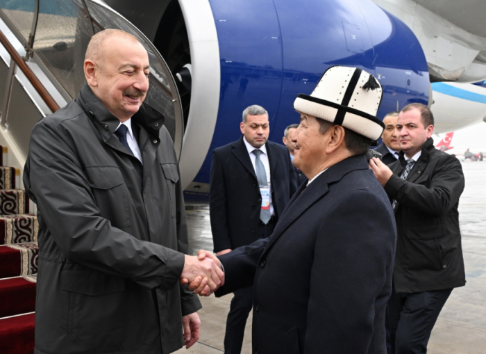  President Ilham Aliyev arrives in Kyrgyzstan 