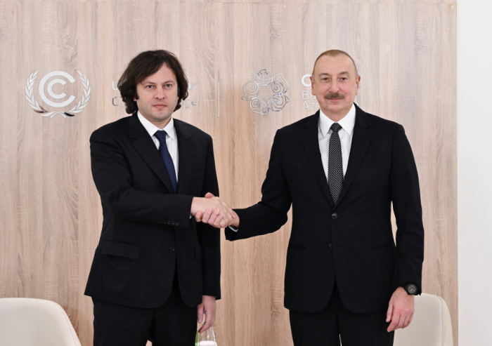   Präsident Ilham Aliyev trifft sich mit dem georgischen Premierminister  