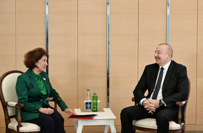 Rencontre du président Aliyev avec la présidente de la Macédoine du Nord