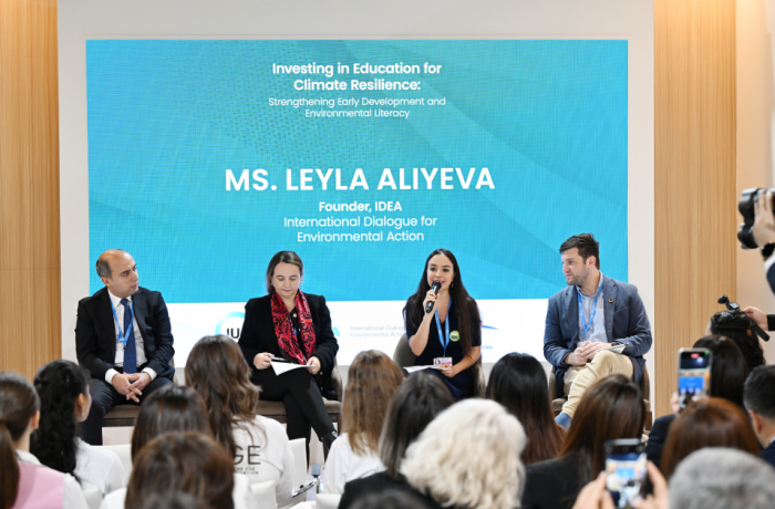 Leyla Aliyeva participates in discussions on strengthening environmental literacy among youth at COP29