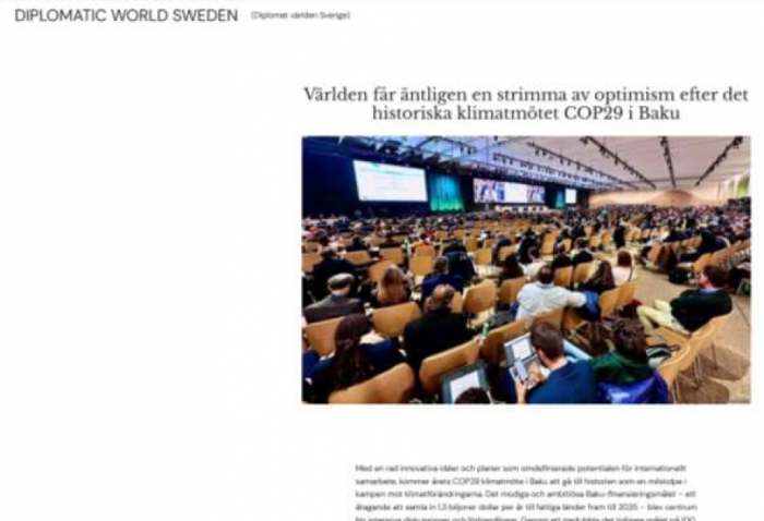  Diplomatic World Sweden ha publicado un artículo sobre la COP29 en su página web 