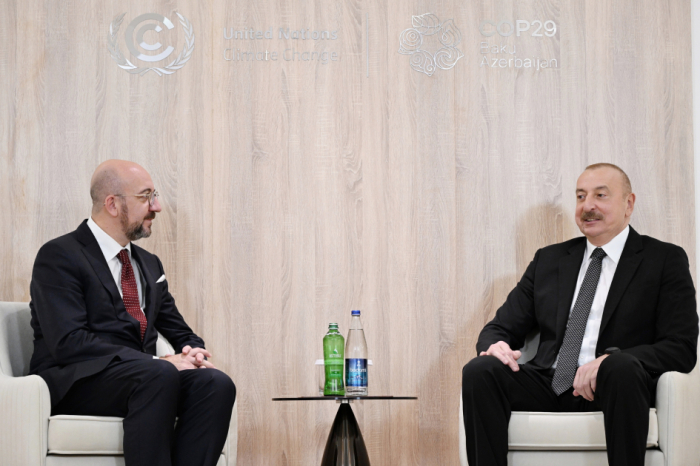  President Ilham Aliyev meets with European Council Charles Michel 