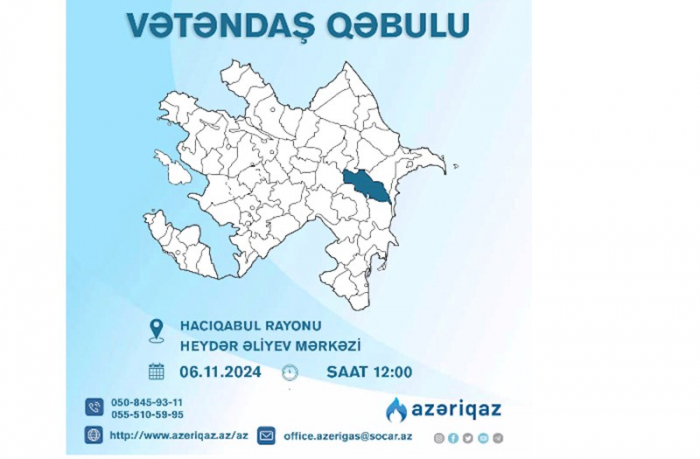 "Azəriqaz" rəhbərliyinin növbəti vətəndaş qəbulu keçiriləcək  
