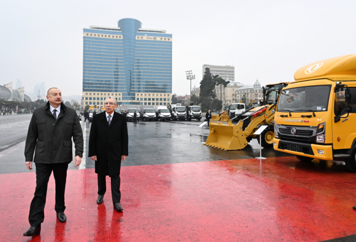  President Ilham Aliyev inspects specialized utility vehicles in Baku 