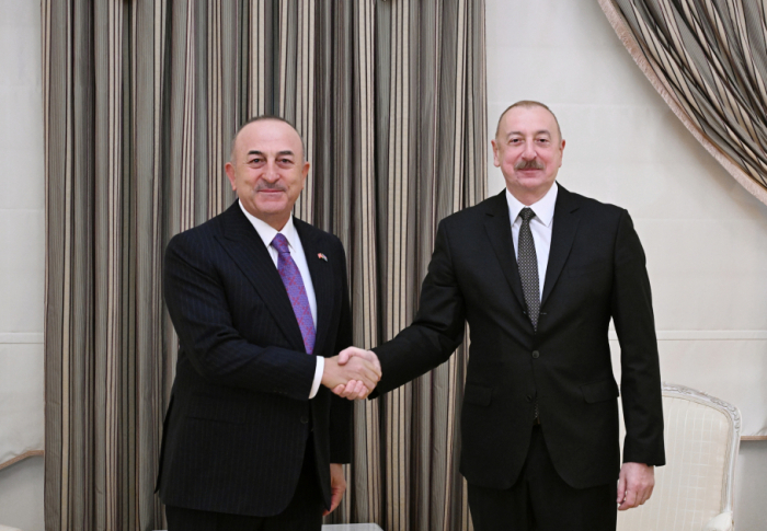   Presidente Ilham Aliyev recibe al ex canciller turco Mevlüt Çavuşoğlu  