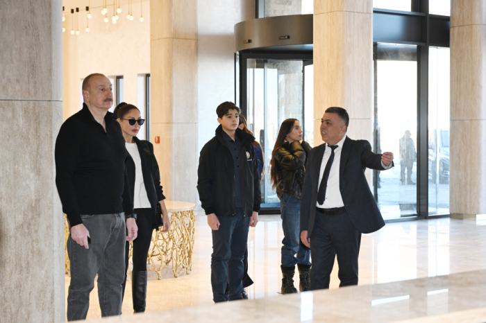 President Ilham Aliyev reviews Lakeside Hotel and Ski Club construction at Shahdag Tourism Complex