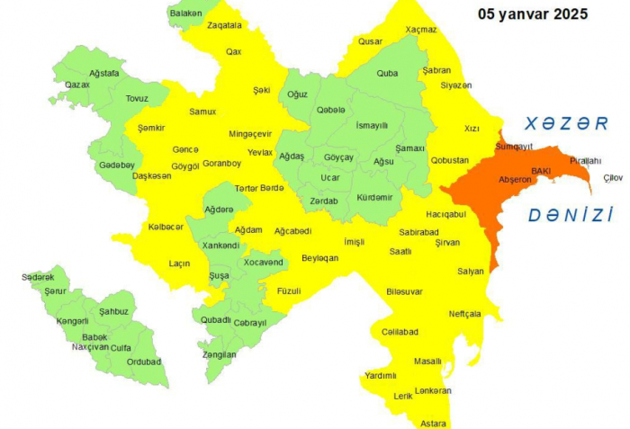    Küləkli hava şəraiti ilə bağlı sarı və narıncı xəbərdarlıq verilib   