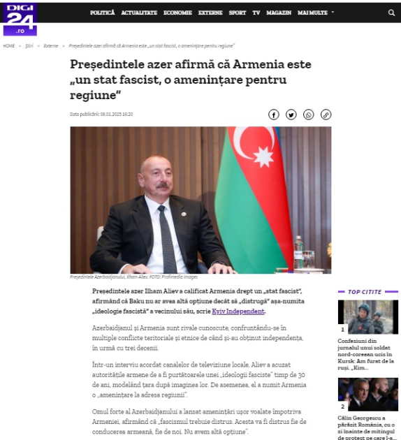 President Ilham Aliyev’s interview with local TV channels in Romanian media spotlight