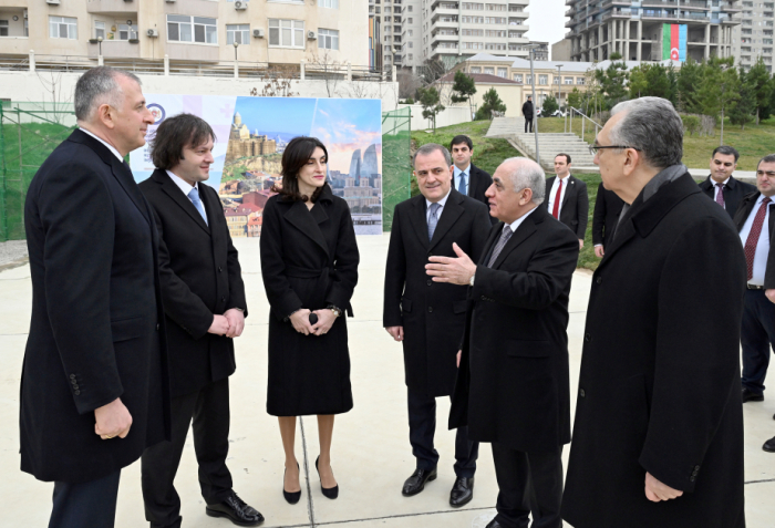   Azerbaijani, Georgian PMs inspect land for Georgian embassy construction in Baku  