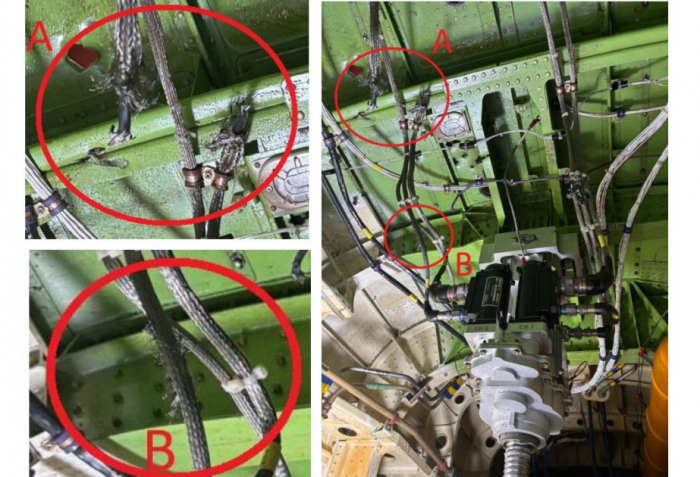 Foreign object traces discovered in AZAL aircraft structure.