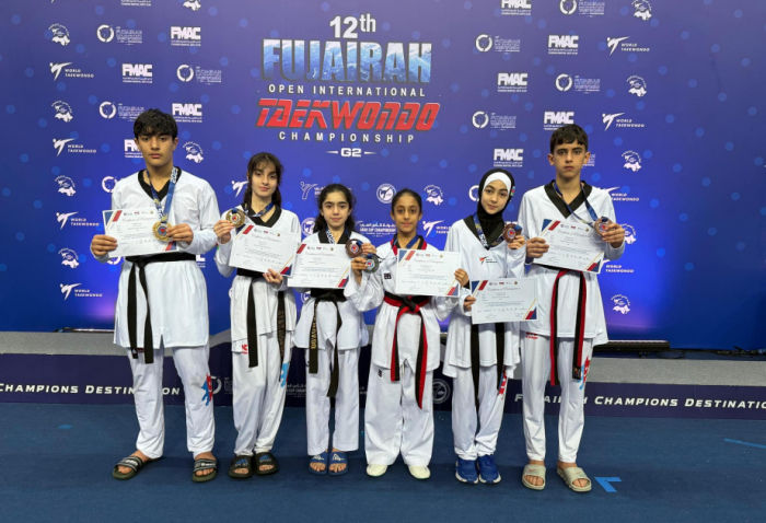 Junior Azerbaijani taekwondo fighters bring home six medals from UAE