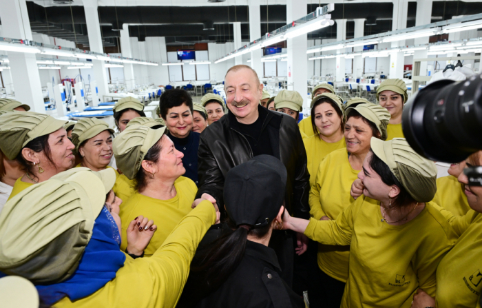  Azerbaijani President inspects operations of Khankendi garment factory 