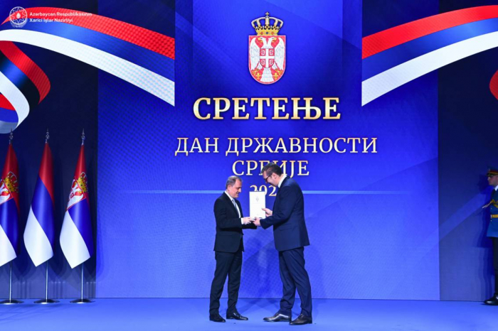  Azerbaijani FM awarded Order of Serbian Flag 