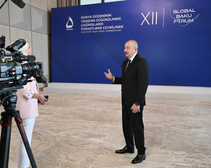   Präsident Ilham Aliyev vom Euronews interviewt  