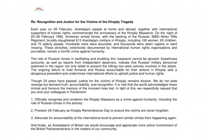   Se ha enviado una carta a miembros del Parlamento y del Ministerio de Asuntos Exteriores británico en relación con el genocidio de Joyalí  