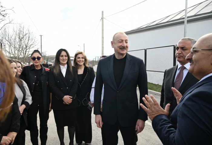   President Ilham Aliyev and First Lady light Novruz bonfire in Hasanriz, Aghdara  