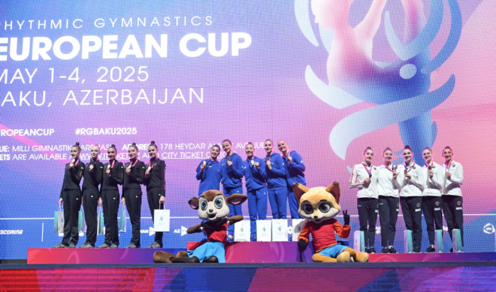 Azerbaijan rhythmic gymnastics team in group exercises win gold at 2025 RG European Cup