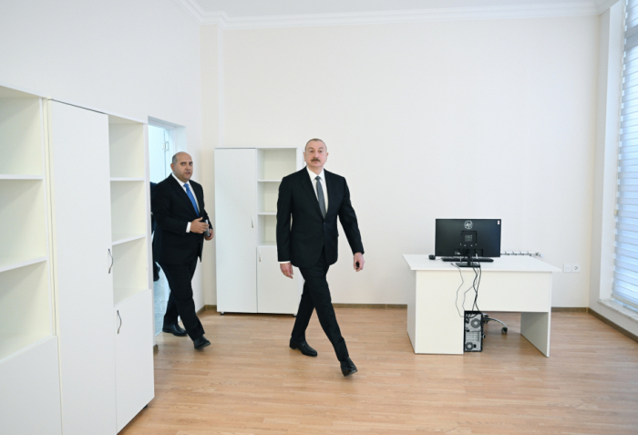 President Ilham Aliyev inspects new administrative building in Kangarli, Aghdam
 