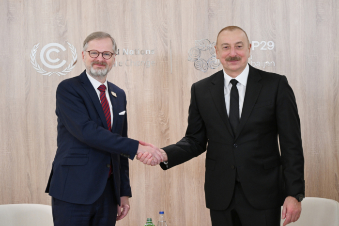 President Ilham Aliyev meets Czech Prime Minister Petr Fiala