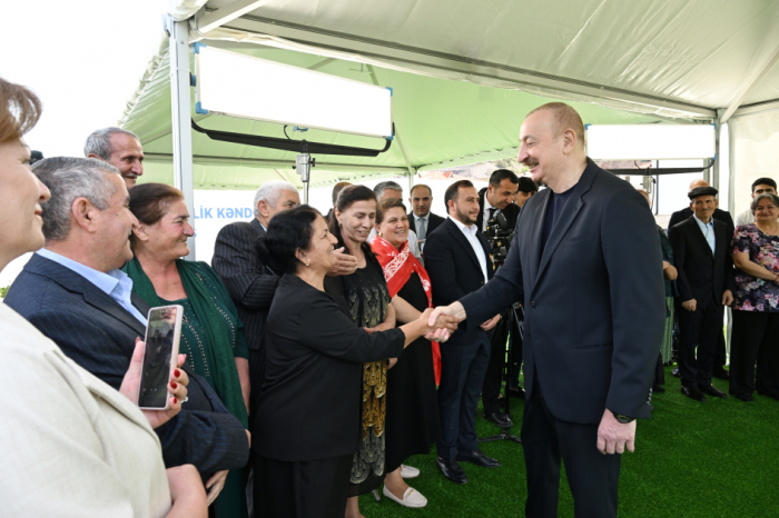   President Ilham Aliyev met with residents relocated to Beylik village in Lachin  